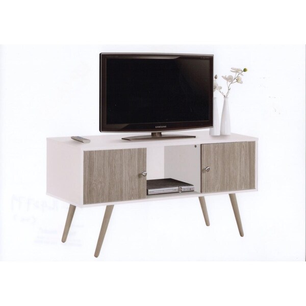 Hodedah Retro Style Entertainment UnitWhiteGrey HITV435 WHITEGREY Zoro